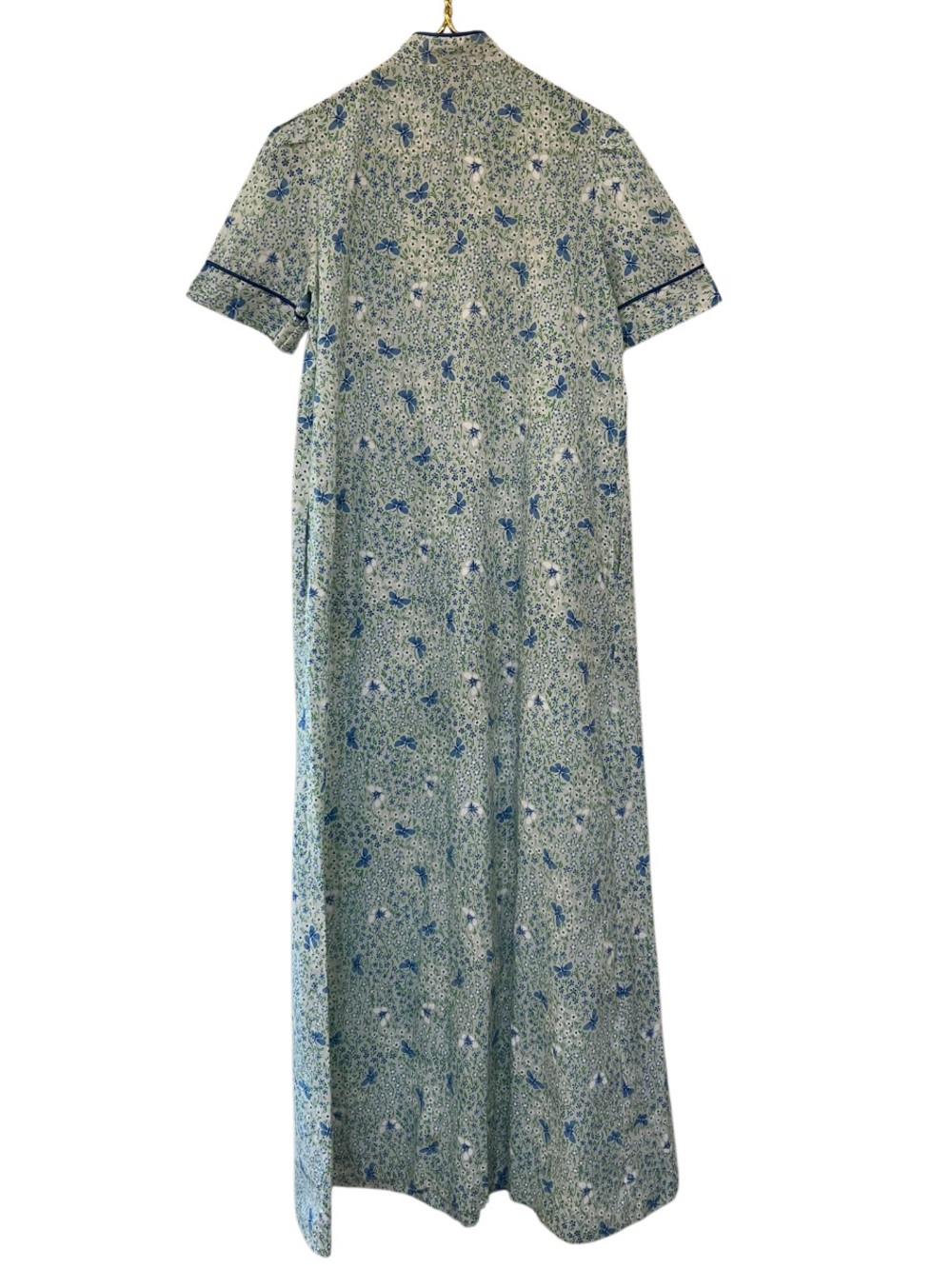 Vintage Loungees Floral Butterfly Zip Front Housecoat Hostess Lounge Maxi Dress - Picture 6 of 9